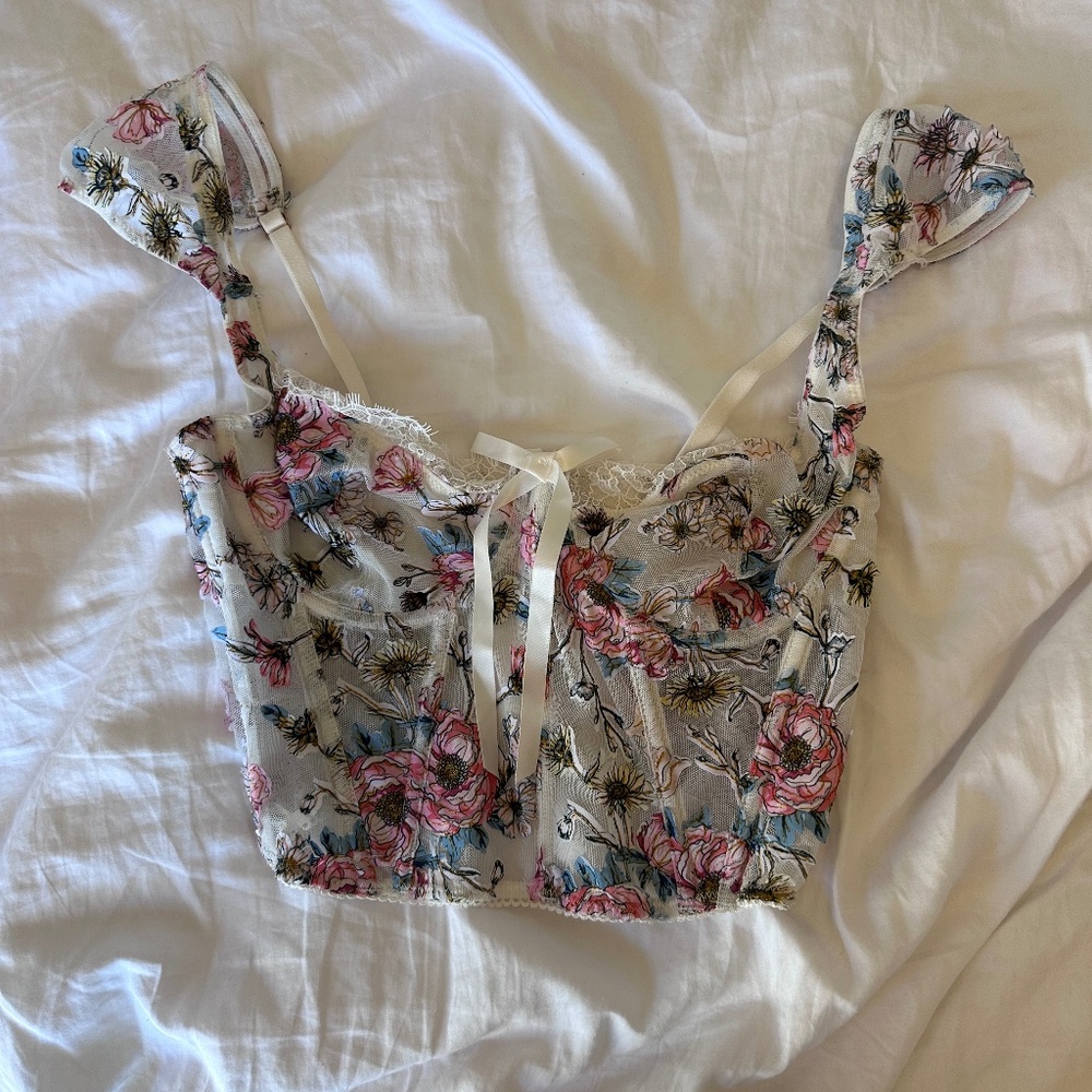 Victoria Secret Embroidered Floral Corset 34C